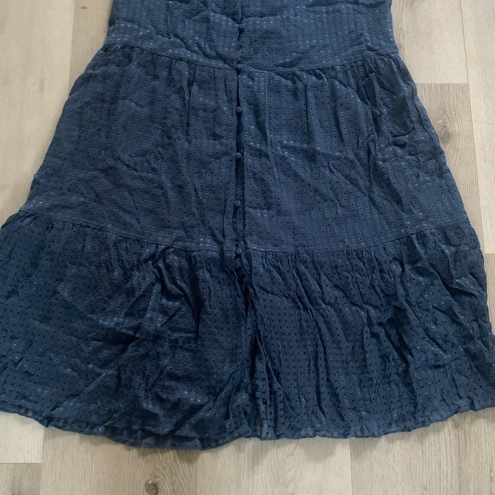 Marie Oliver Kylee Dress, Ocean ruffle silk blend Size S maxi solid blue tie - Picture 13 of 16